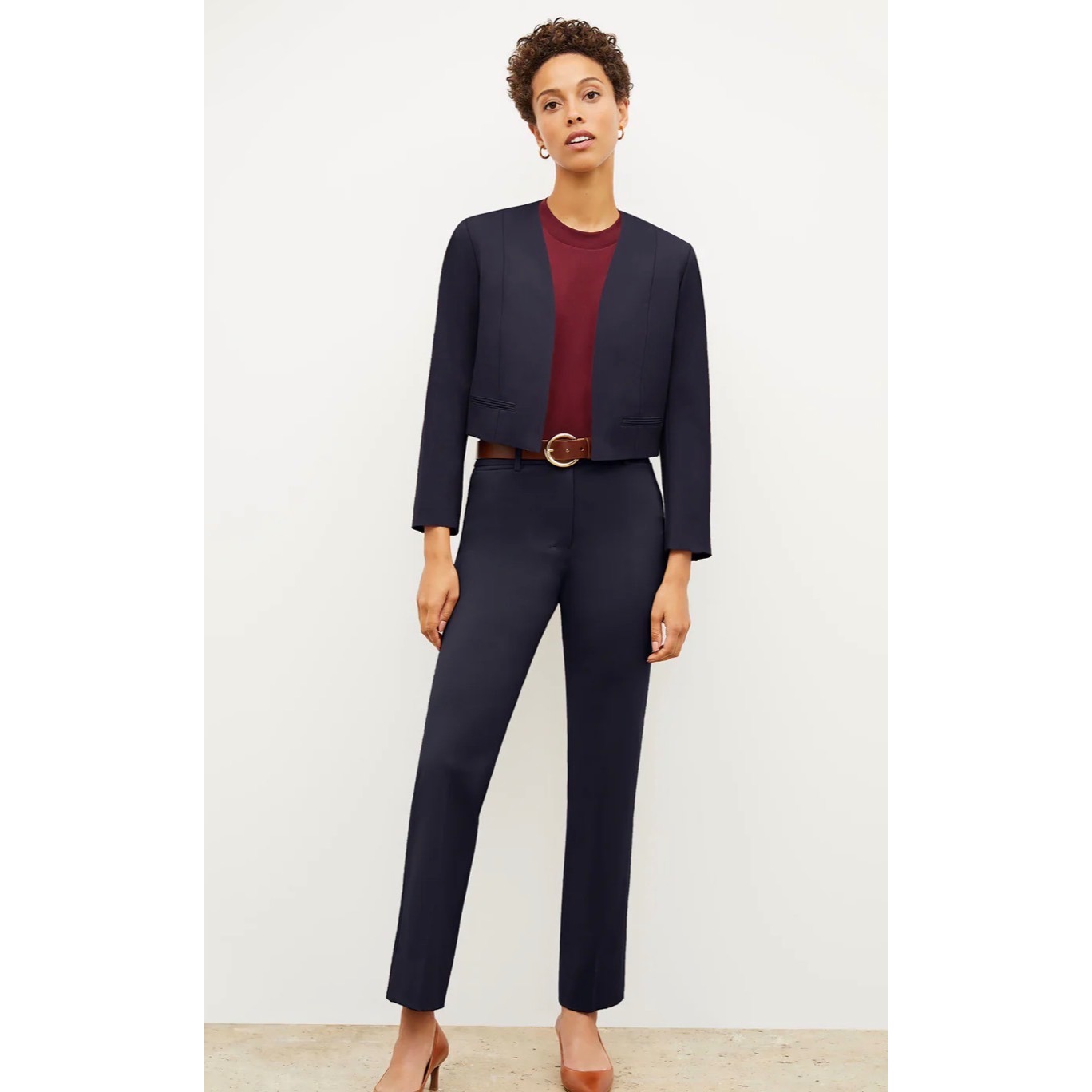 Mm.Lafleur Hockley Pant Navy Italian Wool Blend Slim Leg Trousers Size 8